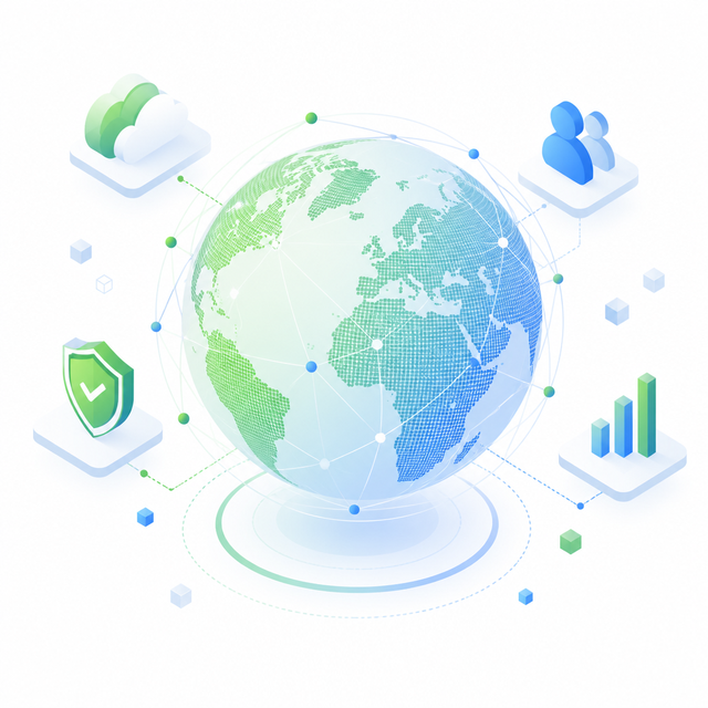 Connected technology network globe illustration