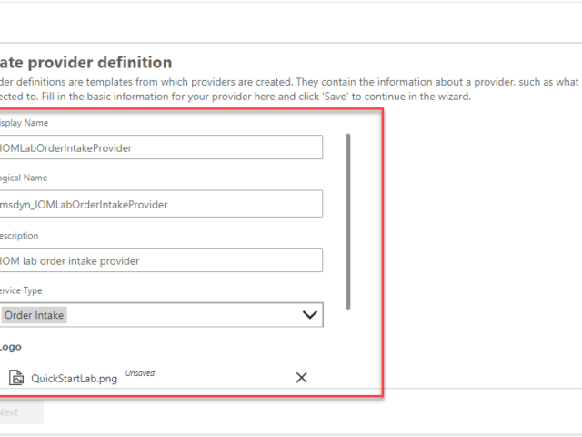 Create new intake provider definition for Step by Step IOM Tutorial Scenario- Microsoft Dynamics 365 Intelligent Order Management / Register a new Provider in Library