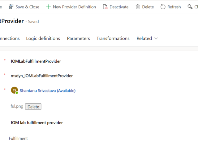 Add a provider definition logic definition to the Outlook Provider Definition in Microsoft Dynamics Intelligent Management IOM