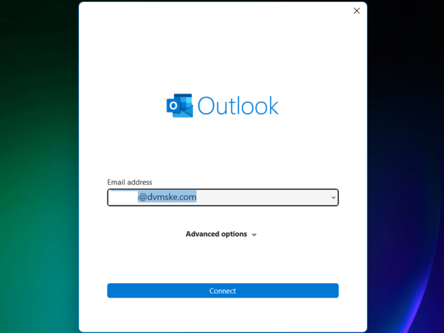 Add an work / Microsoft / Gmail email account to Outlook